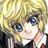 Pixelated anime-style character with blonde hair and blue eyes on left, next to black background with white text "Anime IM" and signature "cOw" on right.