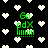Animated icon with green text 'Go pDX' over black background filled with white pixel hearts, heart shapes shift positions across frames.
