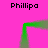 A static image with a bright pink background features four instances of the text 'Phillipa' in black pixelated font and a green gradient L-shaped border. The border has blurred edges, creating a soft transition effect between colors.