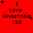 Red background with repeated text "I Love Anastasia <33" and star symbols in various positions