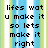 Pixelated text on a striped background with blue, green, and white vertical stripes; the lower right corner is solid gray.