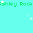 Green text reading "Ashley Rock" repeats across a cyan background with scattered white stars, partially obscured by gray cropping.