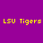 Yellow text 'LSU Tigers' on purple background with four distinct circular light effects in different positions.