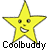 Static pixel art icon of a yellow star-shaped mascot with facial features and the text "Coolbuddy" below it on a gray background.