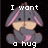 Pixelated Eeyore with pink inner ears and a pink heart on its belly, holding its arms around itself against a black background.