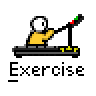 Animated contact sheet of a yellow stick figure exercising on a rowing machine with