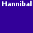 Static image with white pixelated text "Hannibal Hannibal" repeated twice on a solid blue background.