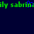 Green pixelated text 'sabrina' repeats across a dark blue background with a blue heart symbol replacing the 'i' in the middle instance.