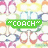 "COACH" and "thats what i want for V-day" text in green speech bubbles over a patterned background with four green X icons, two heart symbols, and "MOE" text.