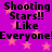Purple background with pink stars and repeated black text reading 'Shooting Stars!! Like Everyone!'