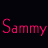 A 4-frame animated contact sheet showing a text-based animation where 'Sammy' and 'I am' swap positions across frames on a black background with pink and yellow pixelated text.