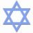 Blue Star of David icon with blue and cyan text reading 'Jewish pride' on black background.