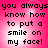 A static image with four identical displaying the text "you always know how to put a smile on my face!" in black pixelated font against a pink gradient background