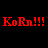 A contact sheet of five animated frames showing repeated text "KoRn!!!" in red and black on alternating backgrounds with a gray transparency area.