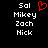 A black background displays two identical white text with names and a red pixelated heart symbol above the left