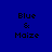 Four variations of a blue background with black text 'Blue & Moize' and yellow rectangular bars in different positions.