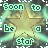 Pixelated icon with four text blocks surrounding a central starburst, displaying 'soon', 'to', 'be', and 'star' in green pixel font on light teal backgrounds.