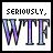 nine identical pixelated icons displaying 'SERIOUSLY, WTF' text with purple-blue gradient lettering on white background