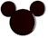 Dark brown Mickey Mouse head silhouette with two circular ears and a central circle, some frames containing yellow right-pointing arrows on the face.