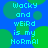 Blue background with green circles and pixelated text reading "Wacky and weird is my Normal" in cyan.