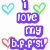 Pixelated text reads "i love my b.p.f's!" surrounded by multicolored heart outlines on a white background.