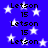 Blue background with white stars and repeated text "Letson" above "15" in black pixelated font.