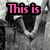 A black-and-white image of a person with long hair, overlaid with pink text and symbols.