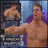 Two shirtless male figures in a pixelated static image, one holding an object near the other's face against a blue and purple background.