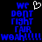 Blue pixelated text on black background with white heart symbol above the word 'WE' in two identical side-by-side arrangements.