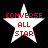 Four identical white star-shaped icons with red text "CONVERSE ALL STAR" arranged in a 2x2 contact sheet on black background, each icon showing slight pixelation and anti-aliasing artifacts.