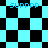 Pixelated cyan and black checkered pattern with cyan text 'SUPPPP' repeated across four positions on the