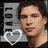Pixelated image of a person with short dark hair and light skin, positioned next to a gray vertical panel with black rectangular shapes and a white heart outline.