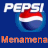 A 4-frame animated contact sheet showing a Pepsi logo icon with changing text beneath it, arranged in a 2x2 grid on a blue background.