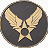 Static 48x48 pixel icon featuring a stylized military aircraft insignia with golden wings on dark gray background, bordered by light brown frame.