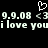 Pixelated white text and symbols on black background with heart icon above date and 'i love you' text.