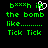Green pixelated text on black background with a white heart symbol replacing the 'o' in 'bomb', displaying repeated phrases and motion.