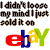 A pixelated animated contact sheet showing two frames of a buddy icon with text and the eBay logo, where the left frame has faded/dithered text and the right frame is solid black text.