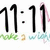 A pixelated digital clock display showing 11:11 with green, brown, and blue decorative elements below the numbers.