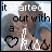 Animated contact sheet showing two frames of a pixelated buddy icon with text and symbols over a blurred background image.