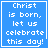 Blue square with white pixelated text reading "Christ is born, let us celebrate this day!" and a small white pixelated symbol at the bottom right corner.
