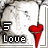 A 5x5 contact sheet of animated frames showing a stone-textured background with red heart symbols and changing text labels including "Love," "Death," and "The Used."
