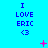 Blue background with repeated text "I LOVE ERIC <3" and scattered pink symbols changing across frames.