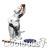 Animated cartoon bear mascot performing a repetitive motion above stylized text on a white background with gray transparency area.