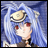 Pixelated anime-style character with blue hair and red eyes, wearing a hat with a circular emblem, against a blue background with text reading "Anime IM" and "c0m" on black.