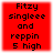 Red square icon with black pixelated text reading "Fitzy singleee and reppin 5 high" in four lines, displayed as a static image.