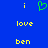 Blue background with yellow text 'i', 'love', 'ben' and a green pixelated heart symbol arranged in a pattern