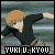 Pixelated anime-style animation showing two characters in a physical confrontation with text "YUKI D. KYOU" at the bottom of each frame.