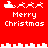 Red pixel art icon with white text and symbols showing Santa's sleigh, reindeer, and 'Merry Christmas' across four