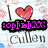 six showing a pixelated image with text overlays, hearts, and a person's face, with some displaying different text and color variations