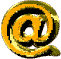 Animated sequence of golden @ symbols in various 3D orientations against gray background